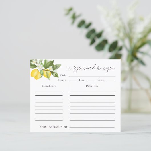 Citrus Citrus Brautparty Rezept Karte für Wasserfa (Stehend Vorderseite)