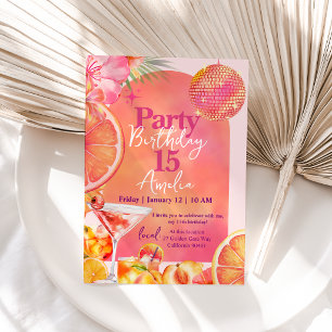 Citrus Cocktail Tropical Disco Torbogen Geburtstag Einladung