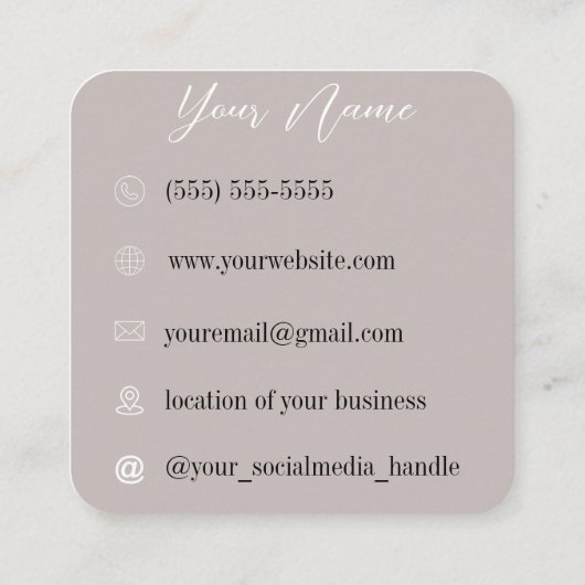 Citrus | Cocktails | Boho Blume Quadratische Visitenkarte (Rückseite)