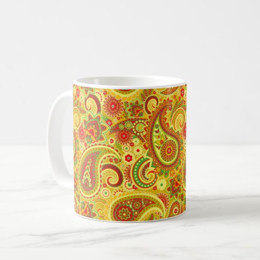 Citrus Colored Paisley Kaffeetasse (Vorderseite Links)