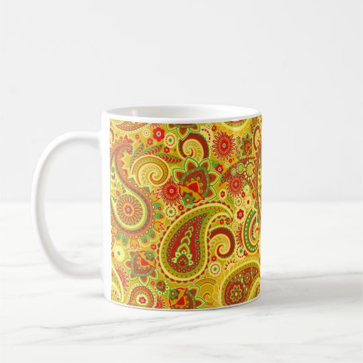 Citrus Colored Paisley Kaffeetasse (Links)