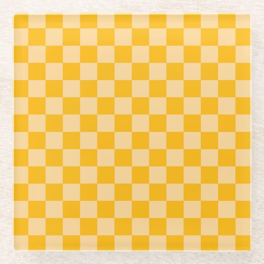 Citrus cream checkered board pattern glasuntersetzer (Vorderseite)