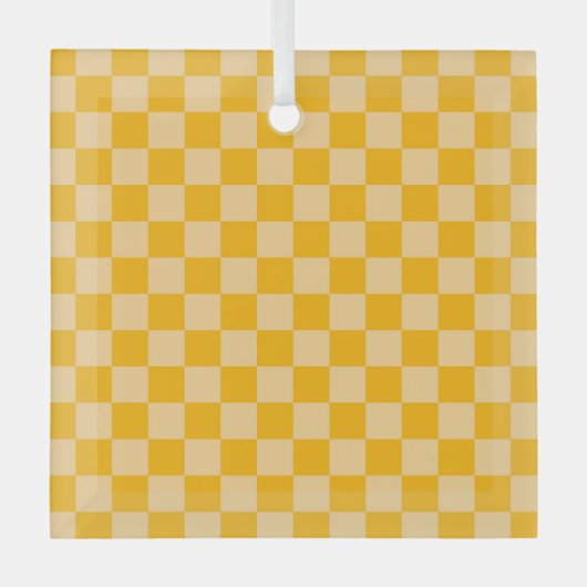 Citrus cream checkered board pattern ornament aus glas (Vorderseite)