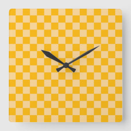 Citrus cream checkered board pattern quadratische wanduhr