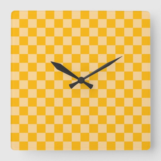 Citrus cream checkered board pattern quadratische wanduhr (Vorderseite)