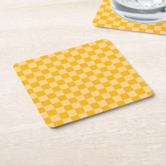 Citrus cream checkered board pattern rechteckiger pappuntersetzer (angewinkelt)
