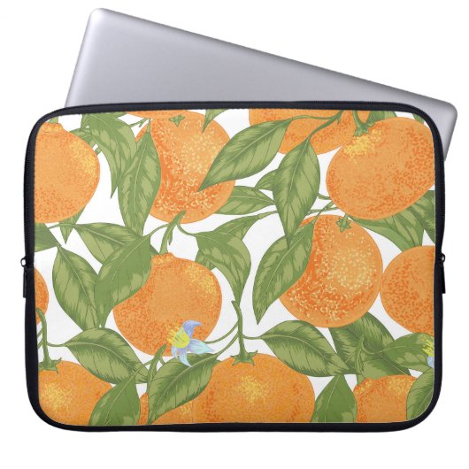 Citrus Delight: Mandarin Vintages Muster Laptopschutzhülle (Vorderseite)