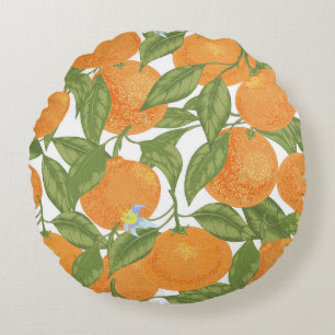 Citrus Delight: Mandarin Vintages Muster Rundes Kissen