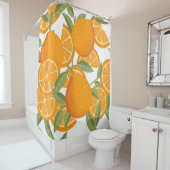 Citrus Delight: Orangefarbenes Muster Duschvorhang (Beispiel)