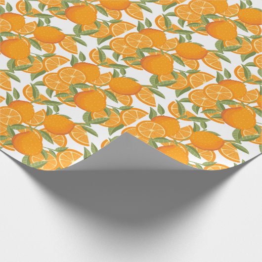 Citrus Delight: Orangefarbenes Muster Geschenkpapier (Ecke)