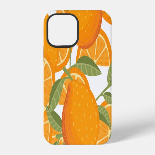 Citrus Delight: Orangefarbenes Muster iPhone Hülle (Rückseite)