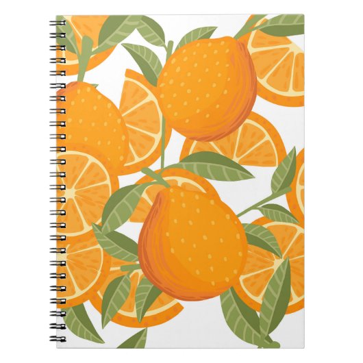 Citrus Delight: Orangefarbenes Muster Notizblock (Vorderseite)