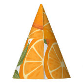 Citrus Delight: Orangefarbenes Muster Partyhütchen (Rückseite)