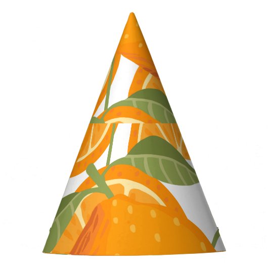 Citrus Delight: Orangefarbenes Muster Partyhütchen (Vorderseite)
