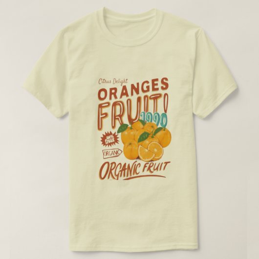 "Citrus Delight" – Organic Orange Retro Tee (Design vorne)