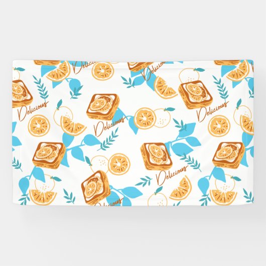 Citrus Delight Pastry and Blätter Dessert Pattern Banner (Horizontal)