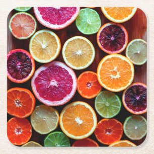 Citrus Dream Lemon Limon Orange Frucht Rechteckiger Pappuntersetzer