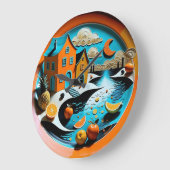 Citrus Dreamscape Große Wanduhr (Winkel)