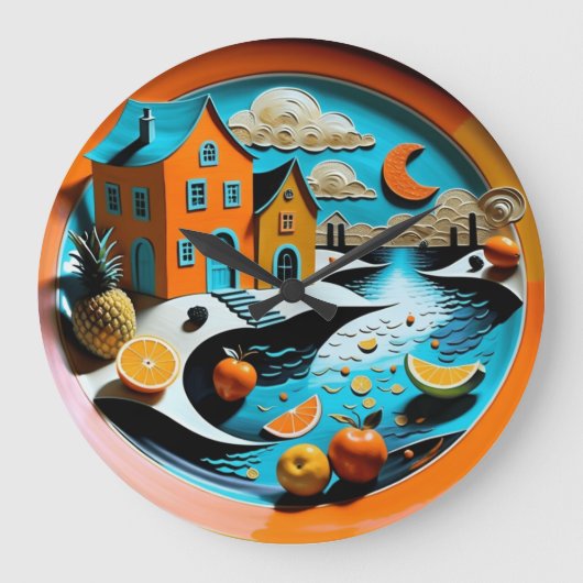 Citrus Dreamscape Große Wanduhr (Vorderseite)