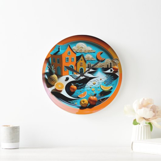 Citrus Dreamscape Große Wanduhr (Zuhause)