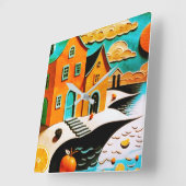 Citrus Dreamscape Quadratische Wanduhr (Winkel)