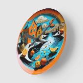Citrus Dreamscape Runde Wanduhr (Winkel)