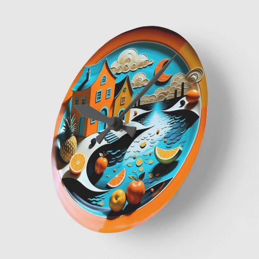 Citrus Dreamscape Runde Wanduhr (Winkel)