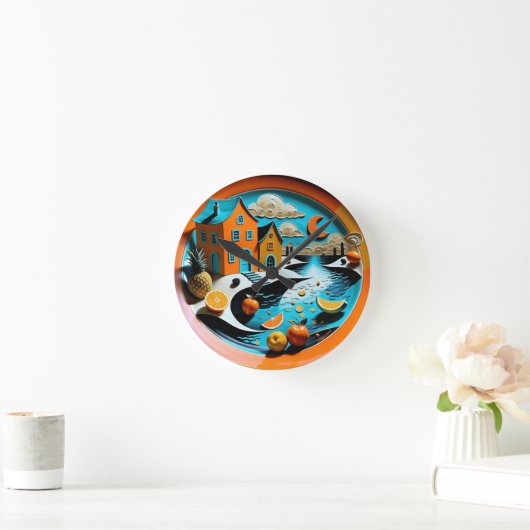 Citrus Dreamscape Runde Wanduhr (Zuhause)