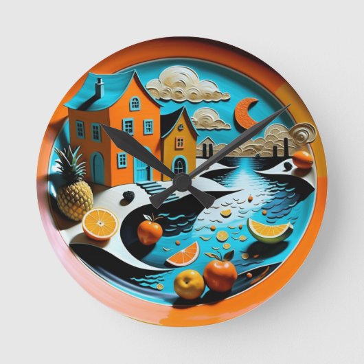 Citrus Dreamscape Runde Wanduhr (Vorderseite)