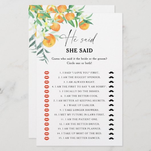 Citrus - Er sagte, sie sagte Brautparty (Vorne/Hinten)