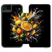 Citrus Explosion Incipio iPhone Geldbeutel-Hülle (Folio Geöffnet)