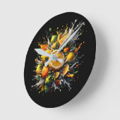Citrus Explosion Runde Wanduhr (Winkel)