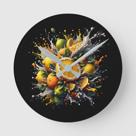 Citrus Explosion Runde Wanduhr (Vorderseite)