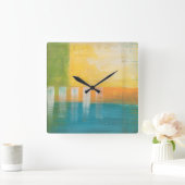 Citrus Fields I Quadratische Wanduhr (Zuhause)