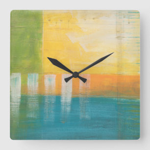 Citrus Fields I Quadratische Wanduhr