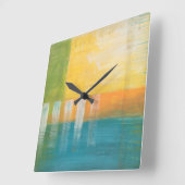 Citrus Fields I Quadratische Wanduhr (Winkel)