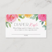 Citrus Floral Baby Showdiaper Raffle Ticket Begleitkarte (Vorderseite)