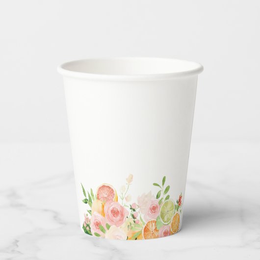 Citrus Floral Brautparty Dusche Pappbecher (Rückseite)