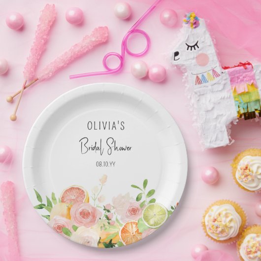 Citrus Floral Brautparty Dusche Pappteller (Party)