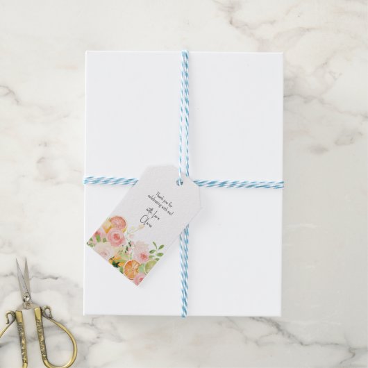Citrus Floral Brautparty Duschfavoriten Geschenkanhänger (Mit Garn)