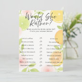 Citrus Floral Brautparty Game Einladung (Stehend Vorderseite)