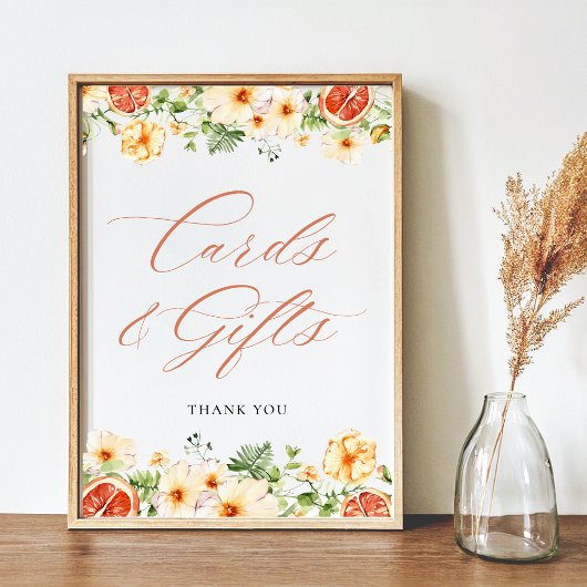 Citrus Floral Brautparty Karten und Geschenke Unte Poster