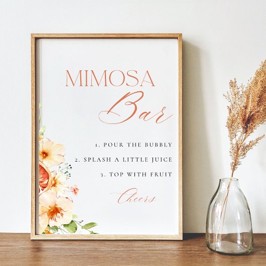 Citrus Floral Brautparty Mimosa Bar Sign Poster