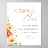 Citrus Floral Brautparty Mimosa Bar Sign Poster (Vorne)