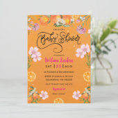 Citrus Floral Bridal Dusche Einladung (Stehend Vorderseite)