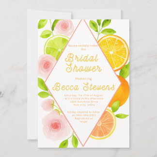 Citrus Floral Bridal Dusche Einladung