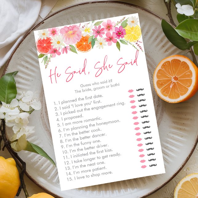 Citrus Floral Er sagte, sie sagte Bridal Game (Von Creator hochgeladen)