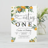 Citrus Floral First Birthday Invitation Einladung (Stehend Vorderseite)