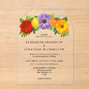 Citrus Floral Garden Wedding Acryleinladungen