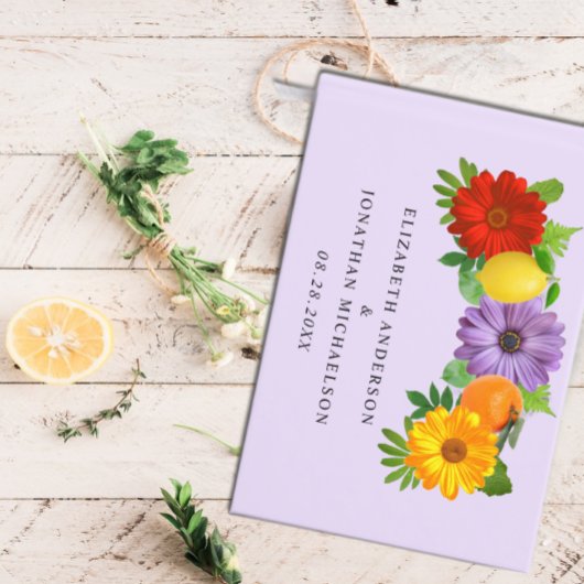 Citrus Floral Garden Wedding Gästebuch